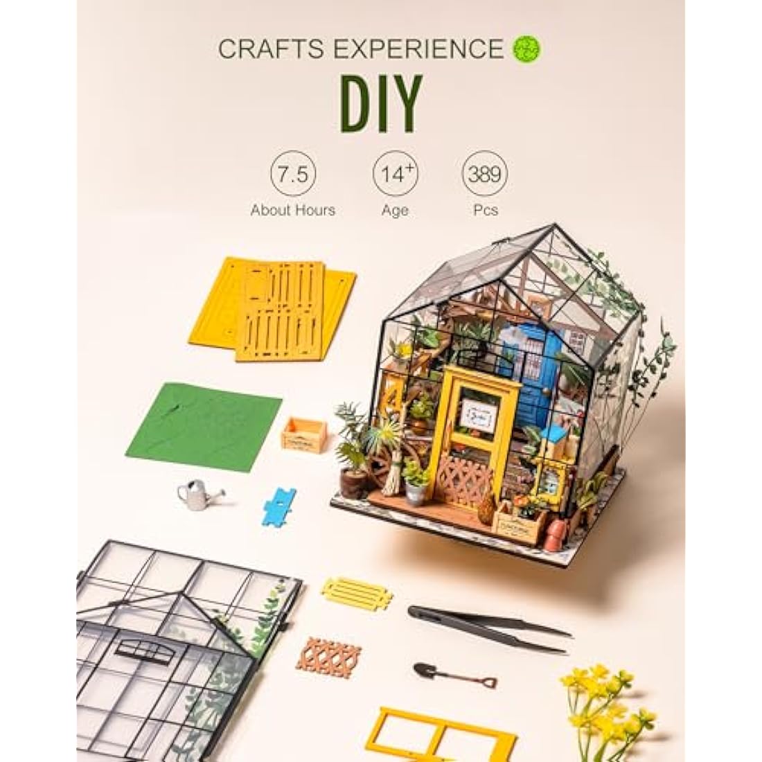 Rolife DIY Miniature House Kits for Adults Greenhouse Dolls House Craft Kits For Adults Model Kits for Adults to Build Birthday Gift for Women and Girls (Cathy's Flower House)