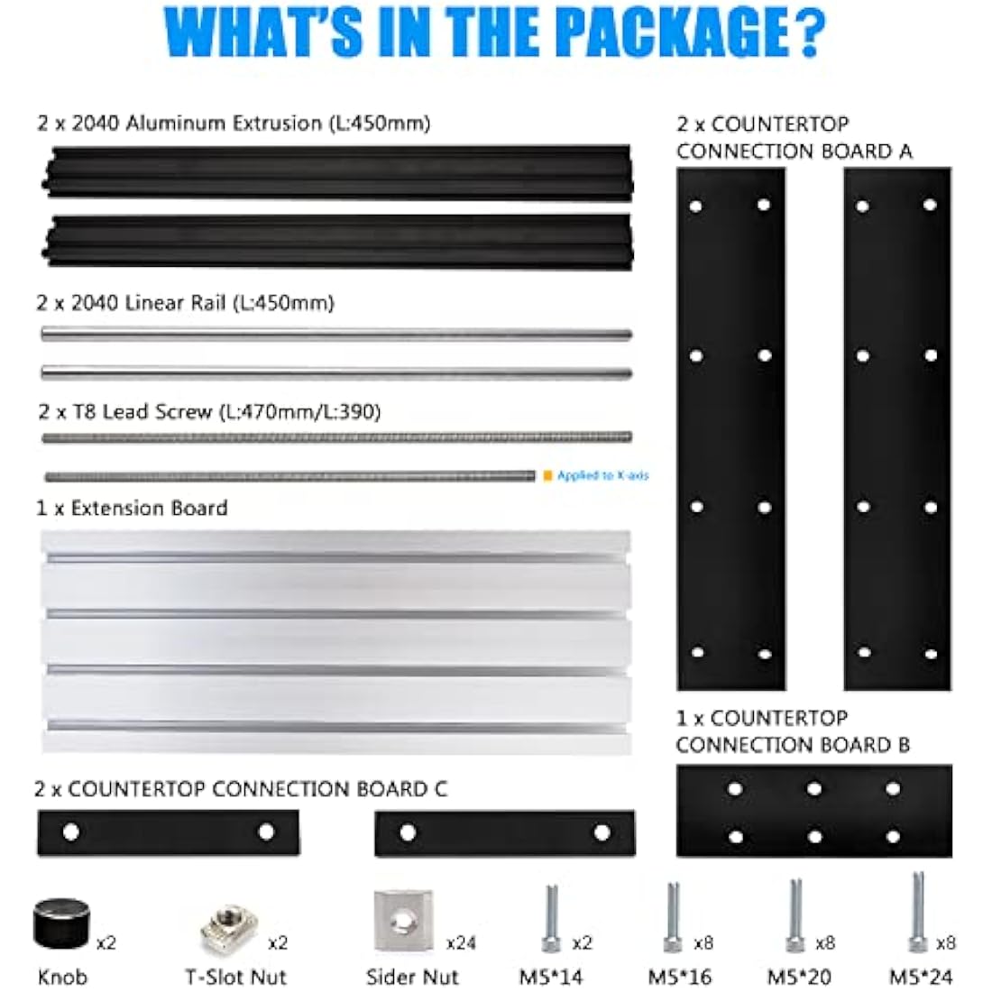 Daedalus 3018 CNC Upgrade Kit, for X-Axis Upgrade & Y-Axis Extension with Work Panel