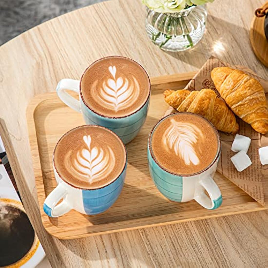 vancasso Bonita Mugs Set of 6, 360ml Stoneware Coffee Cup and Mug, Microwave & Dishwasher Safe Tea Cups, Large Mugs for Hot Drinks, Cool Color
