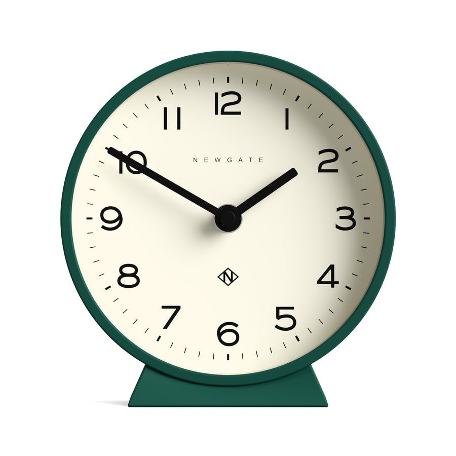NEWGATE M Mantel Silent Sweep Mantel Clock - 'No Tick' - A Modern Mantelpiece Clock - Small Mantle Clock - Minimalist Dial - (Eden Green)