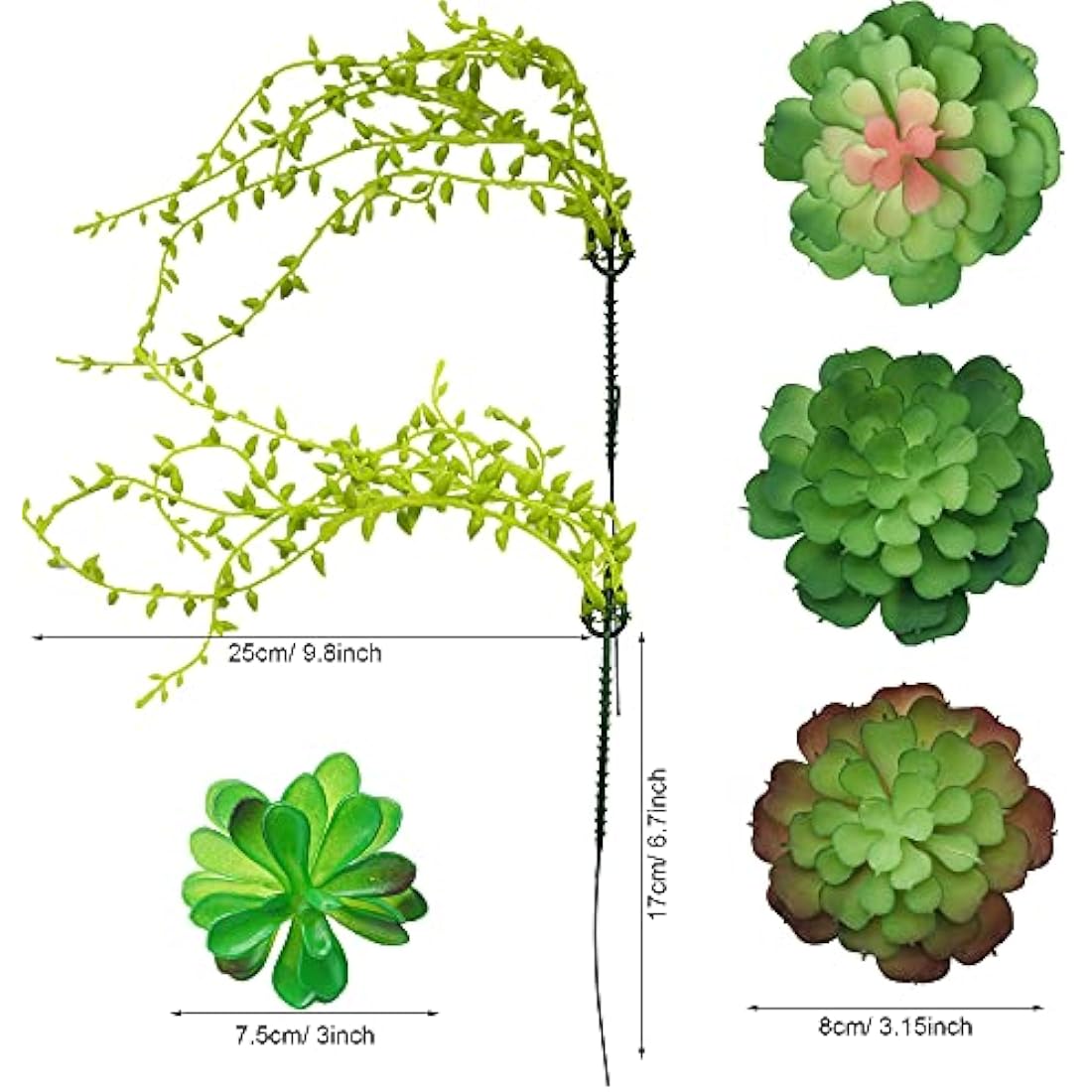 NA Woohome Fake Artificial Succulent Plants, 15 PCS Assorted Artificial Succulent Realistic Succulents Pick Bouquet String of Succulent Faux Succulents Floral Arrangement