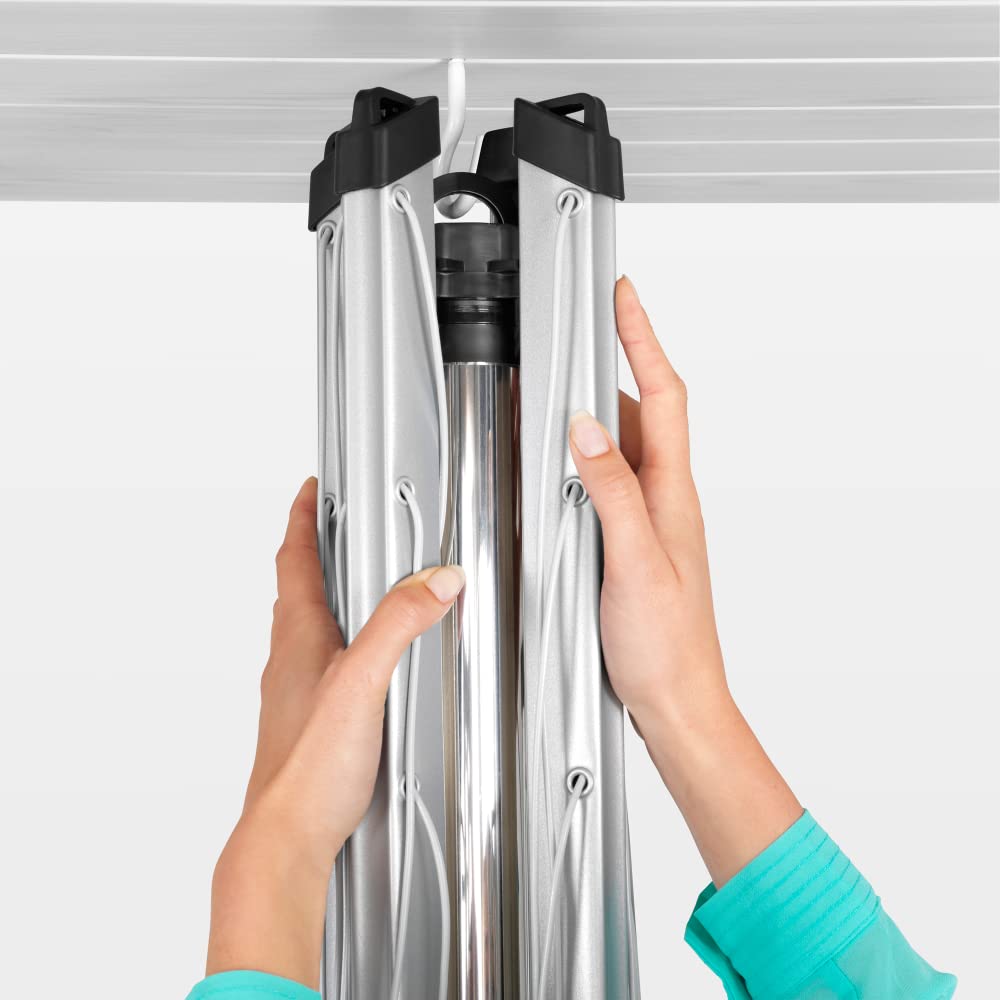 Brabantia - Lift-O-Matic - 60 Metres of Clothes Line - Adjustable in Height - UV-Resistant & Non-Slip Lining - Umbrella System - with Ground Spike 45