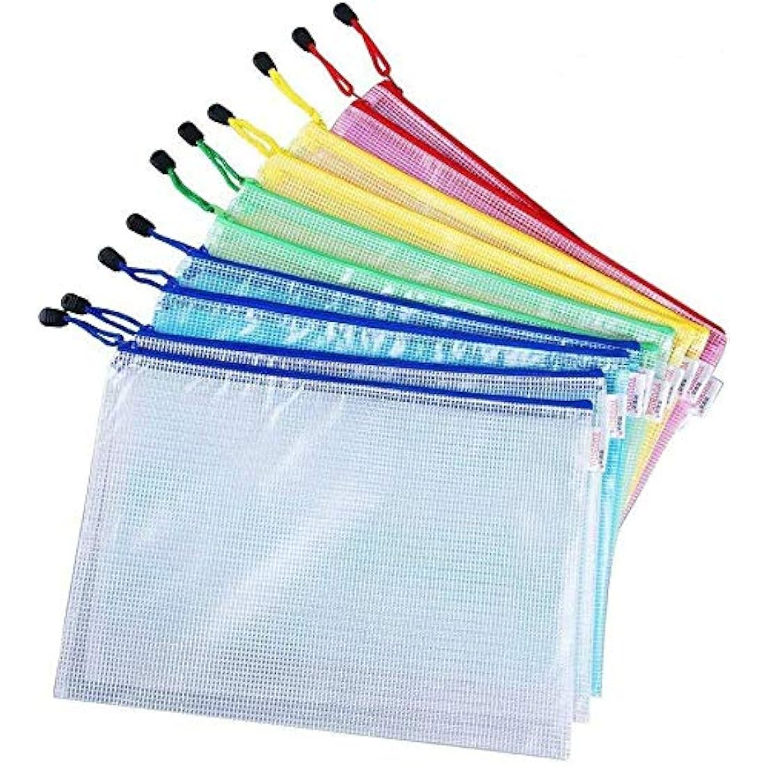 Vicloon Plastic Wallets A4, 10 Pcs A4 Zip Lock Bags Document Wallet Document Folders Plastic Pockets with Zipper for School Office Homework Travel Storage Bags