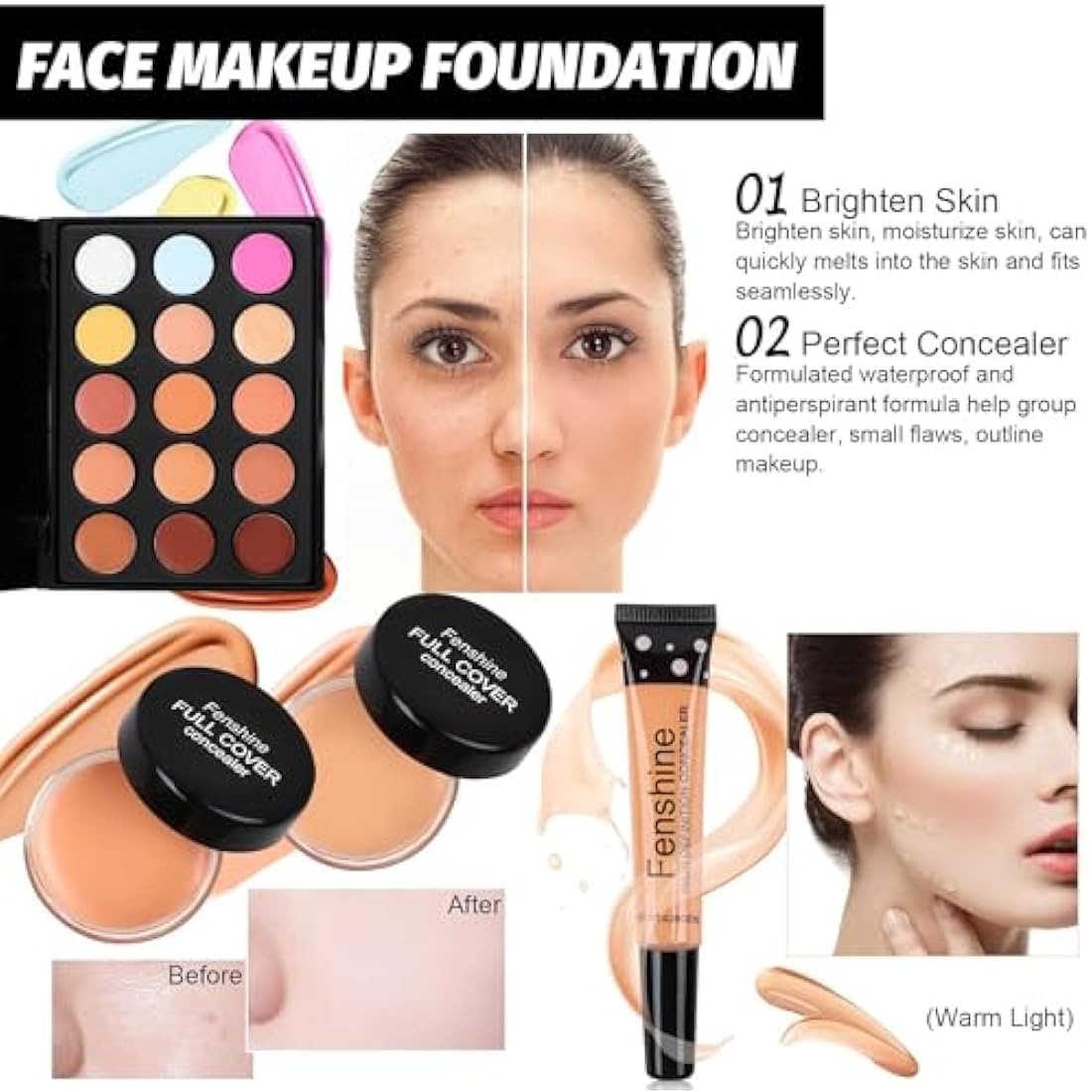 Professional All in One Makeup Set, Fenshine Cosmetic Make Up Starter Kit With Storage Bag Portable Travel Make Up Palette Eyeshadow Foundation Lip Gloss for Teenage & Adults (30PCS)