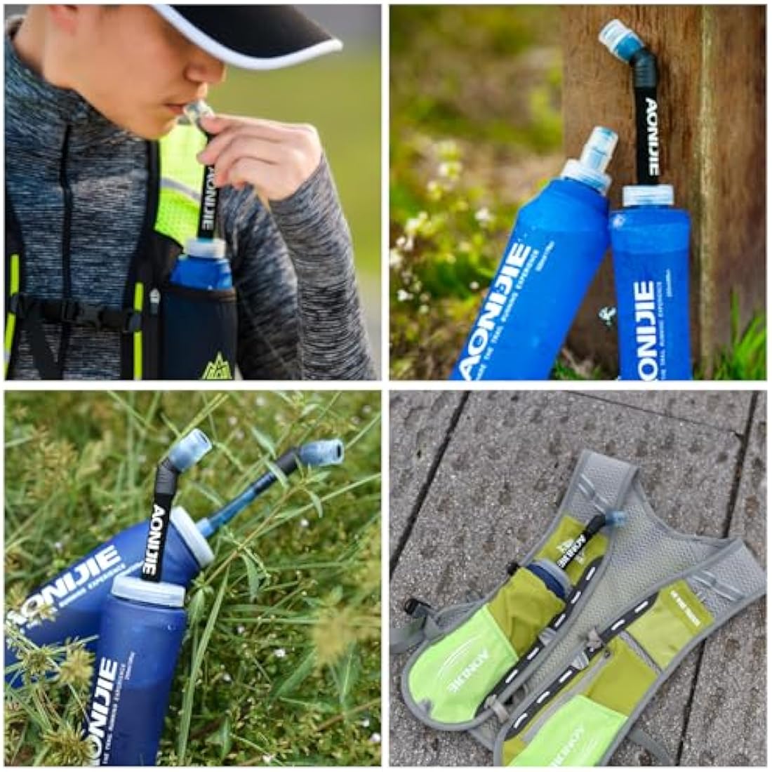 TRIWONDER Soft Flask TPU Foldable Running Water Bottles BPA-Free Collapsible Drinking Flask for Hydration Pack for Running Hiking Cycling Marathon Climbing