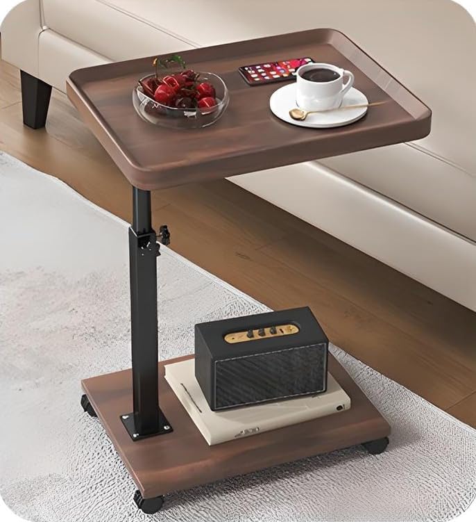 Kiss Me C Shaped Side Table, Height Adjustable 360° Swivel Couch Table