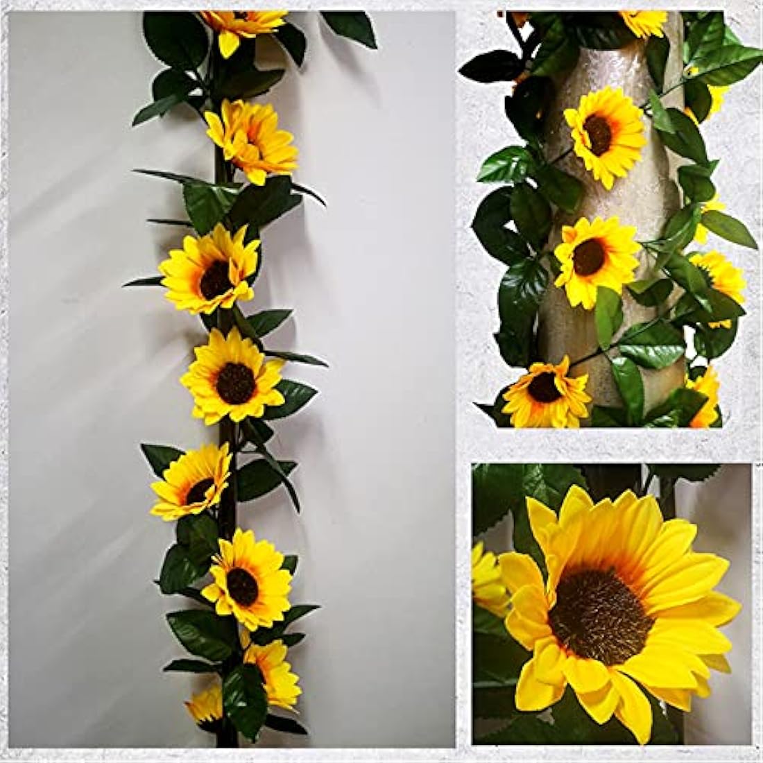 YELYAN 2 Pack Hanging Sunflower Garlands, Artificial Sunflower Garland Silk Sunflower Vine Faux Flower Hanging Garland with Green Leaves Fake Floral Arrangement for Wedding Party Home Décor