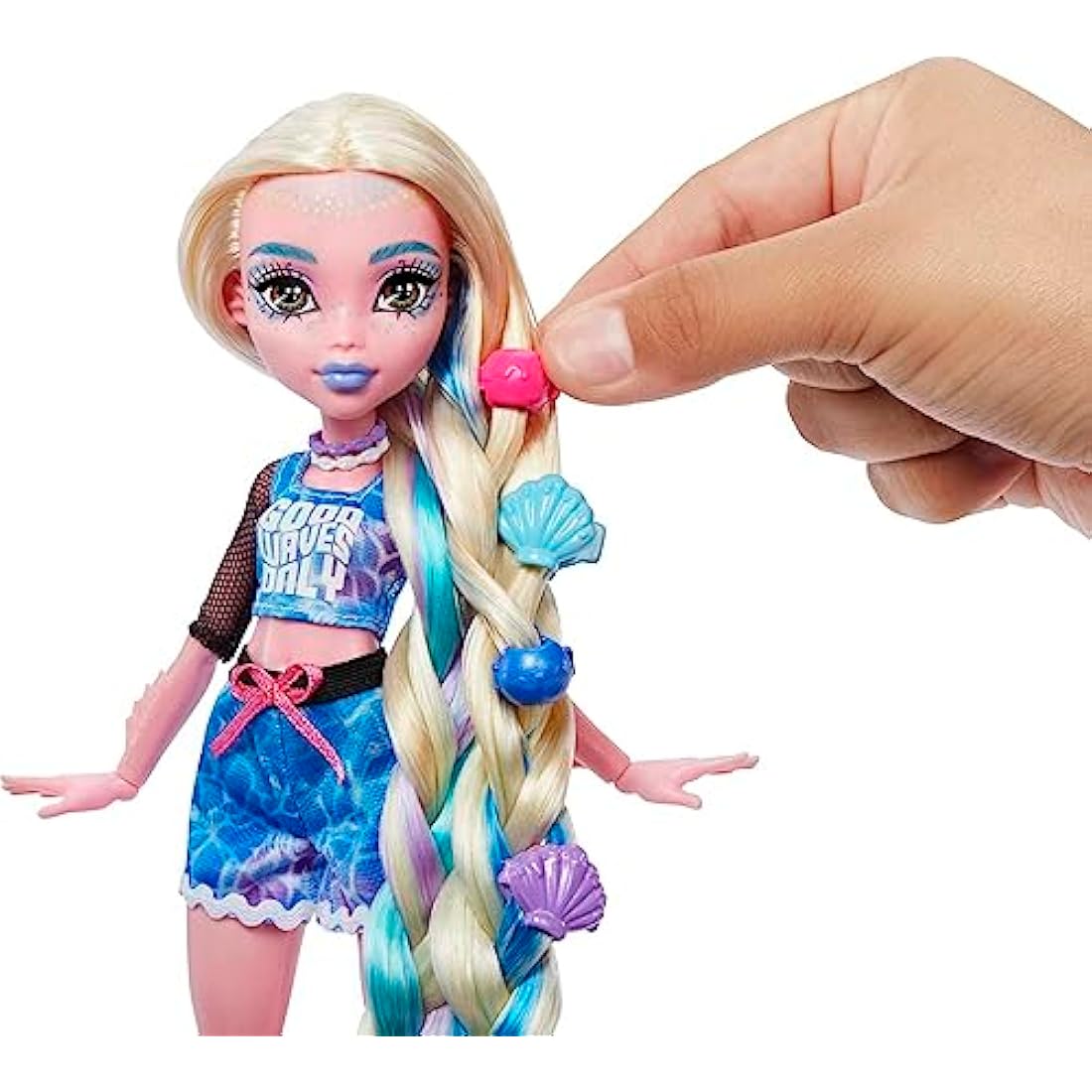 Monster High Doll, Lagoona Blue Spa Day Set with Wear and Share Accessories Like Hair Clips, Hair Chalk and Tattoos (HKY69)