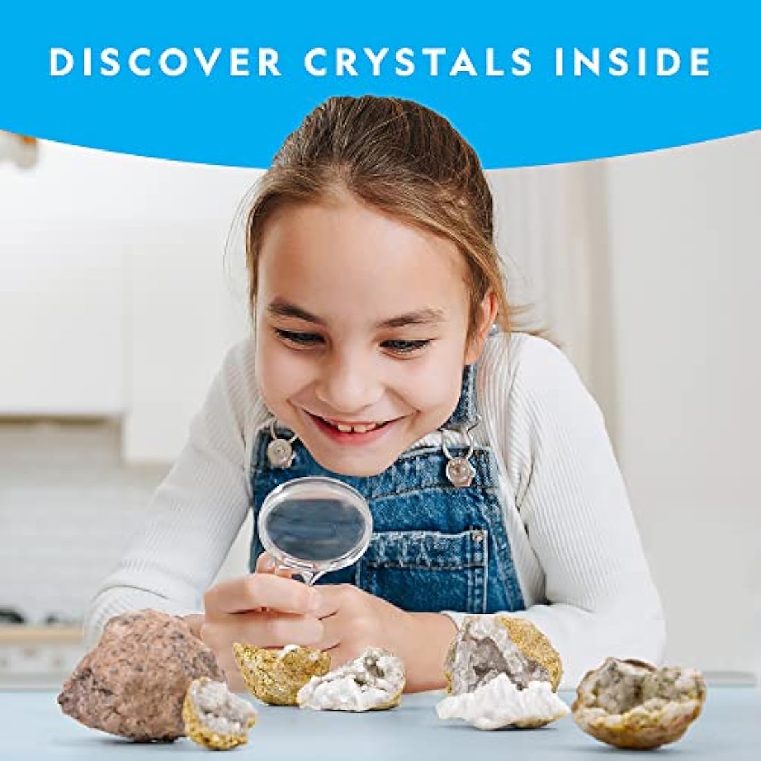 NATIONAL GEOGRAPHIC Break Open 10 Premium Geodes – Includes Goggles and Display Stands - Great STEM Science Kit, Geology Gift for Kids, Geode Crystals, Toys for Boys and Girls
