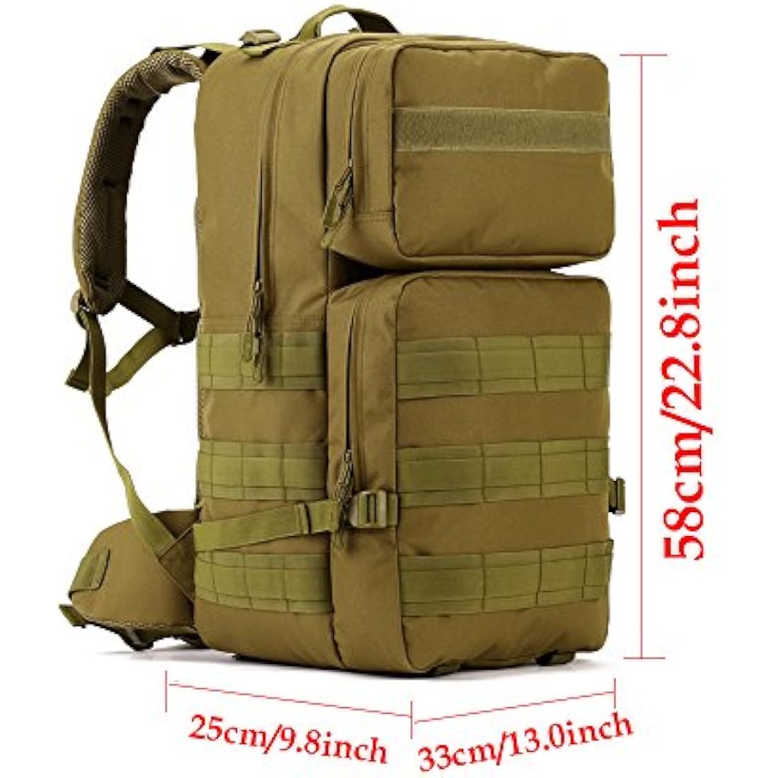YuanWen Tactical Backpack 55L Water Resistant Military Army Combat Rucksack Trekking Rucksack MOLLE Camping Hiking Backpack Black