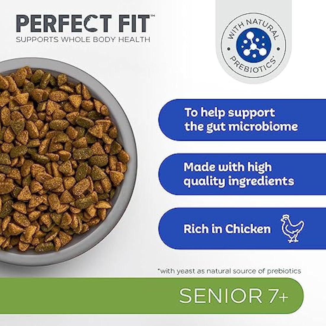 Perfect Fit Senior 7+ Complete Dry Cat Food for Senior Cats Aged 7+ Years, Rich in Chicken, 1 Bag (7 kg)