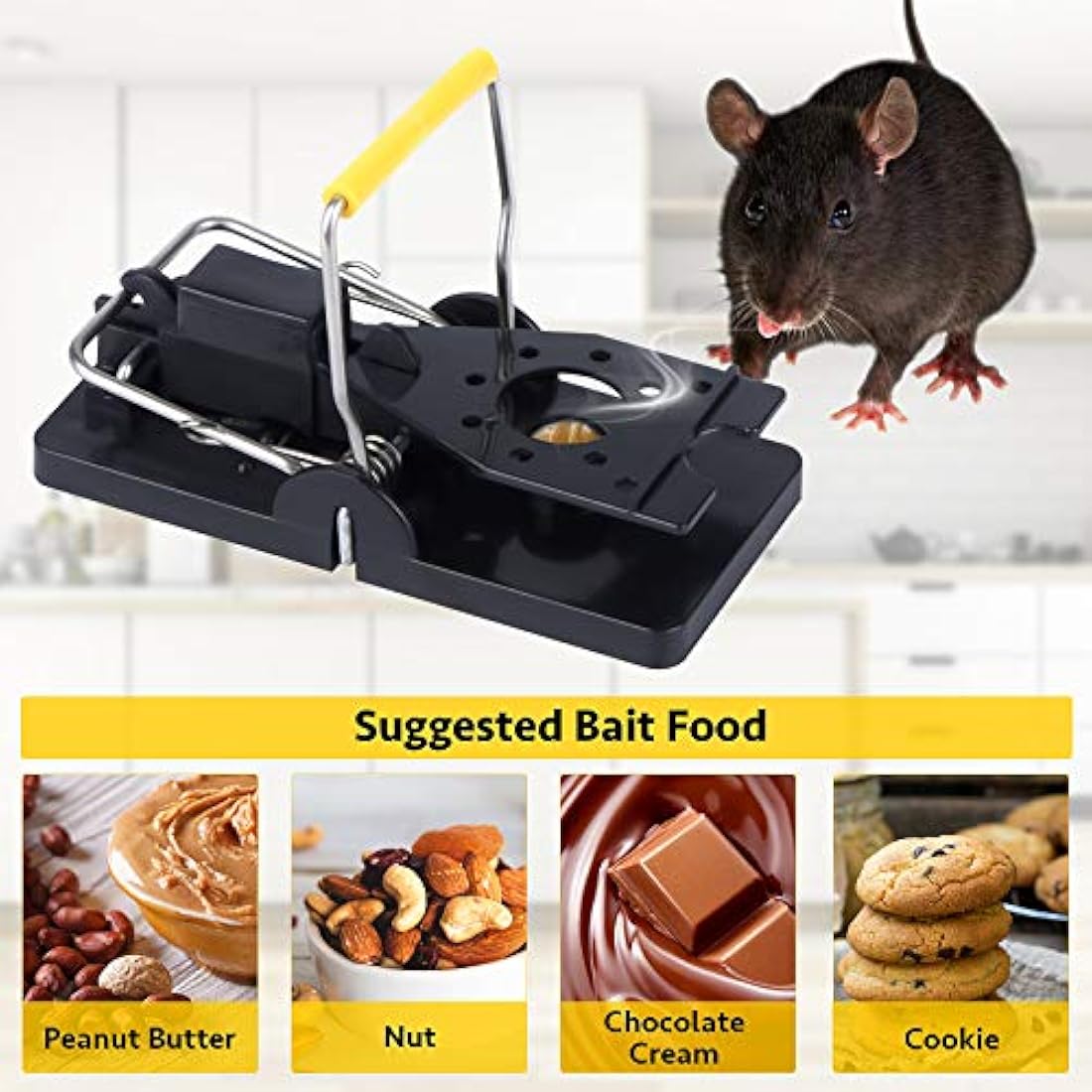 Trisiki Mouse Trap, 4 Pack Heavy Duty Reusable Snap Traps that Kill Instantly, High Sensitive Mice Catcher UK, Safe and Effective Rodent Trap for Indoors and Outdoors, Easy Set-up & Clean