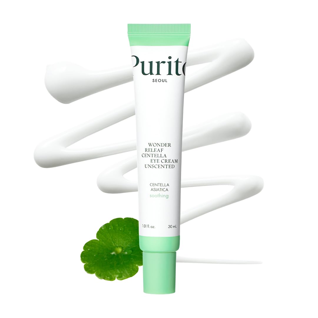 PURITO Centella Unscented Eye Cream, Korean Centella, for Sensitive Skin, Soothing, Facial Eye Cream for face, Dark Circles, Wrinkles, Puffiness,