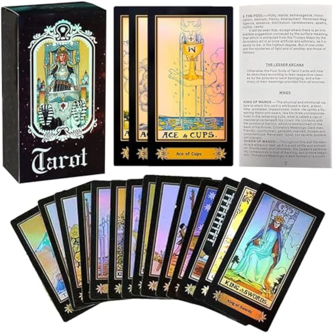LHKJ 78 Tarot Cards Set,Tarot Deckwith English Instructions Classic Telling Game Card Set,Fate Forecasting Game for Beginners