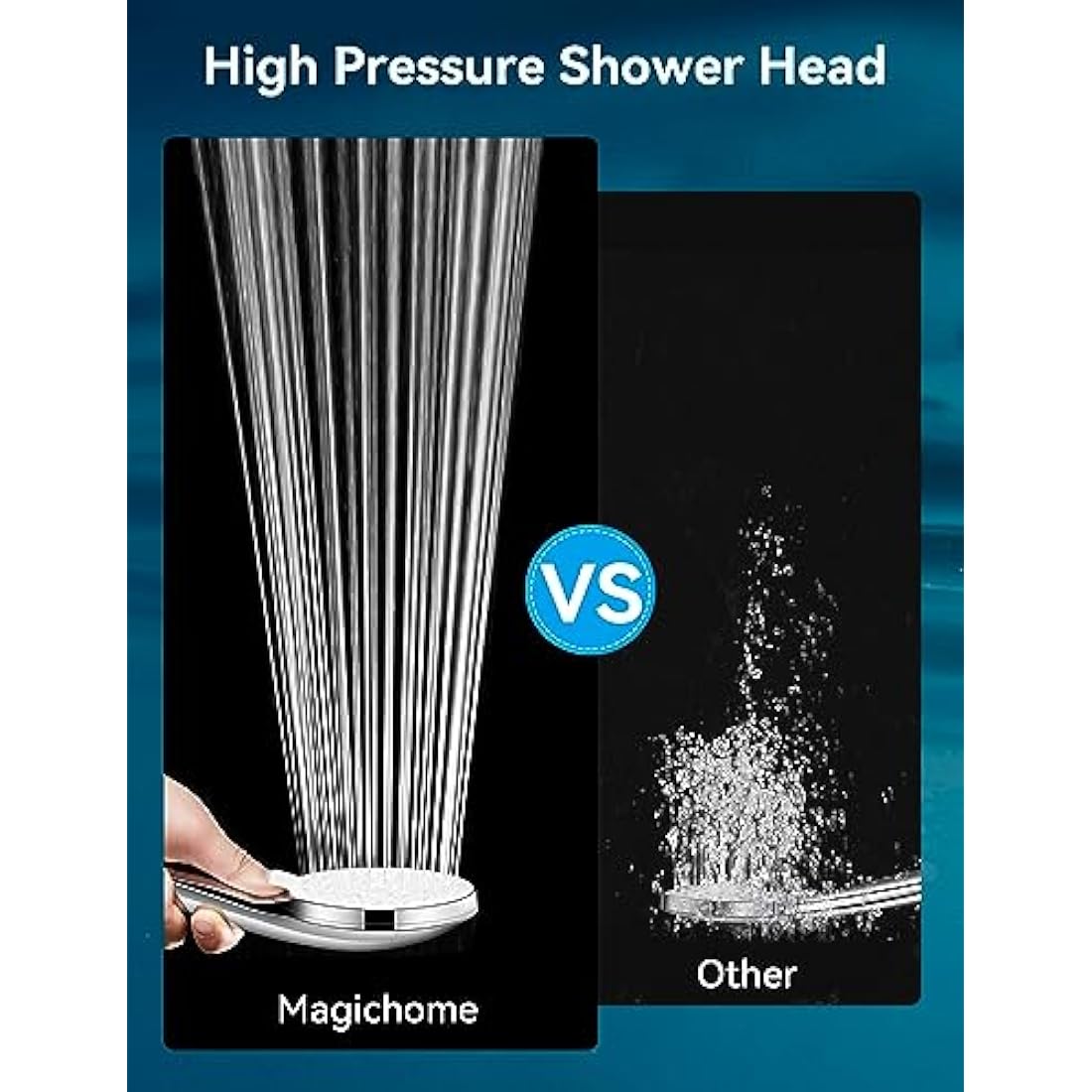 Magichome Shower Head and Hose 2M, Shower Head High Pressure with 5 Modes, Universal Handheld Showerhead to Increase Pressure