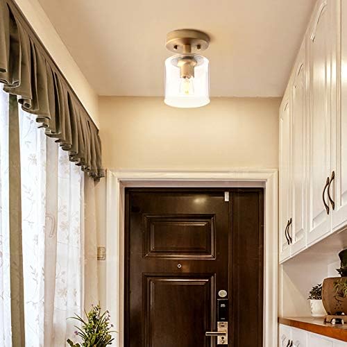 Yosoan Industrial Glass Ceiling Lights, Edison Pendant Light Fitting, Flush Ceiling Light Fixture, E27 Srew (Antique)