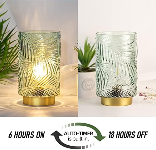 MJ PREMIER Table Lamps Battery Operated for Home, Battery Operated Lamps Indoor, Decorative Cordless Lamp with Timer, Battery Powered Lamps for Living Room/Bedroom/Tabletop/Entryway (S-Light Green)