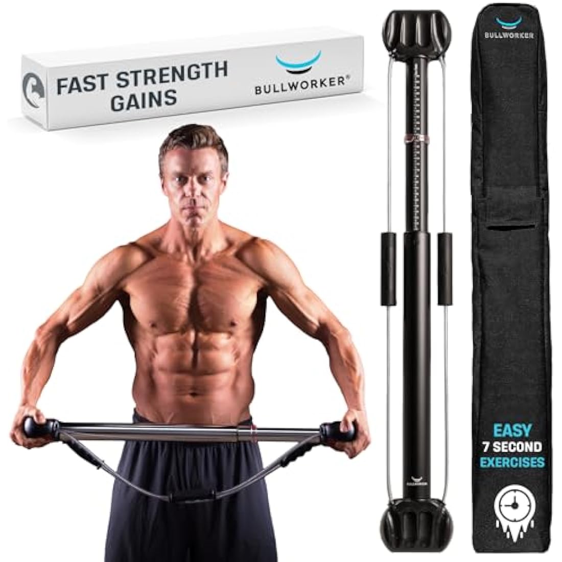 Bullworker Bow Classic 90cm Isometric Exercise Equipment, Portable Strength Training At Home Gym Equipment for Back, Shoulder, Chest, Biceps, Abs, Arm, Ab Workout, All In One Exerciser for Men & Women