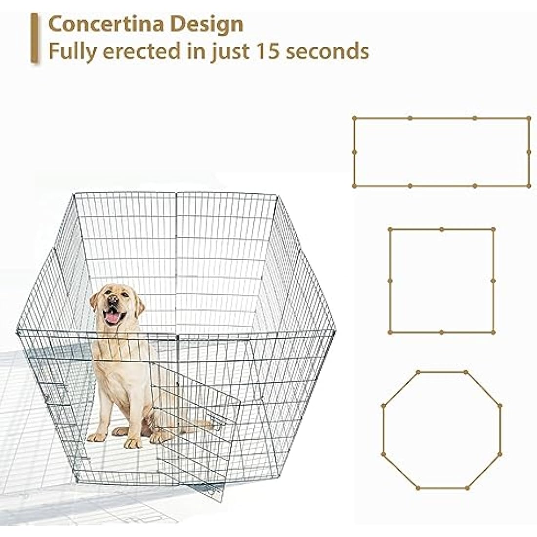Ellie-Bo Easy-Up 8 Piece Foldable Portable Dog Puppy Play Pen with Door for Indoor/Outdoor Use 76cm High, Rabbit, Cat, Guinea Pigs