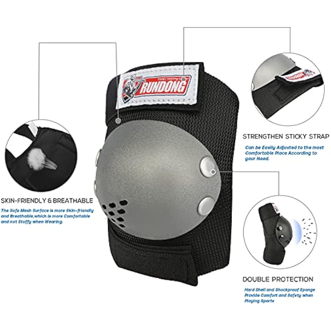 Youth/Kids Knee Pads Elbow Pad Wrist Guards Protective Gear Set for 3-15 Years Child Roller Skates Skateboard Inline Rollerblading Cycling BMX Bike Skating Scooter Riding and Other Outdoor Sports