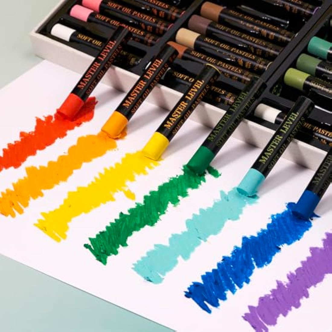 LIGHTWISH Professional Oil Pastels, 48 Vibrant Colors Plus 4 White, Set of 52, Creamy and Pigmented Artist Soft Oil Pastels for Blending, Layering & Shading