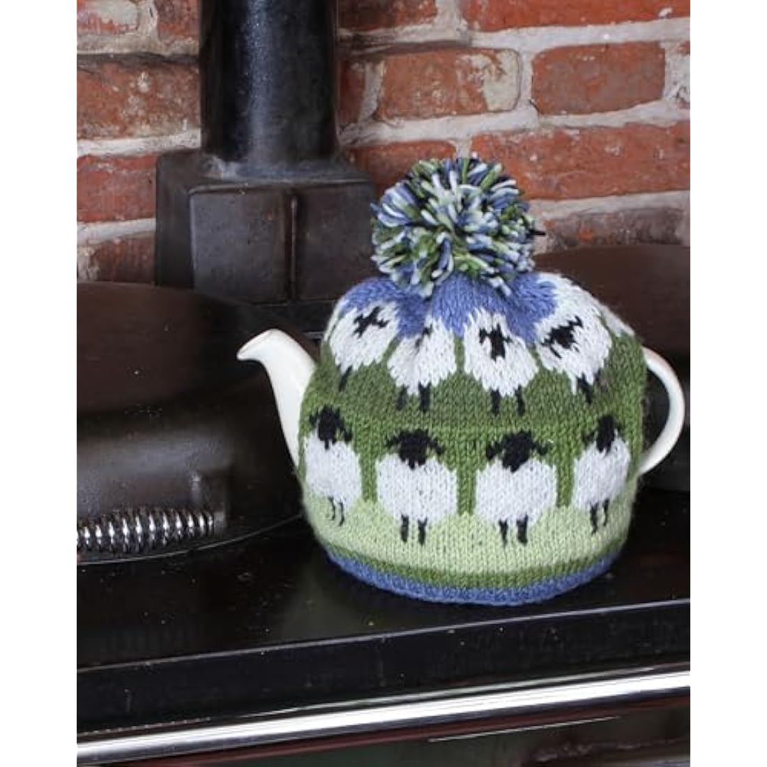 Pachamama Handknitted Medium 4-6 Cup 1.2L Wool Tea Cosy/Teapot Cover - Sheep Pattern Insulated Handmade Fair Trade Multicoloured