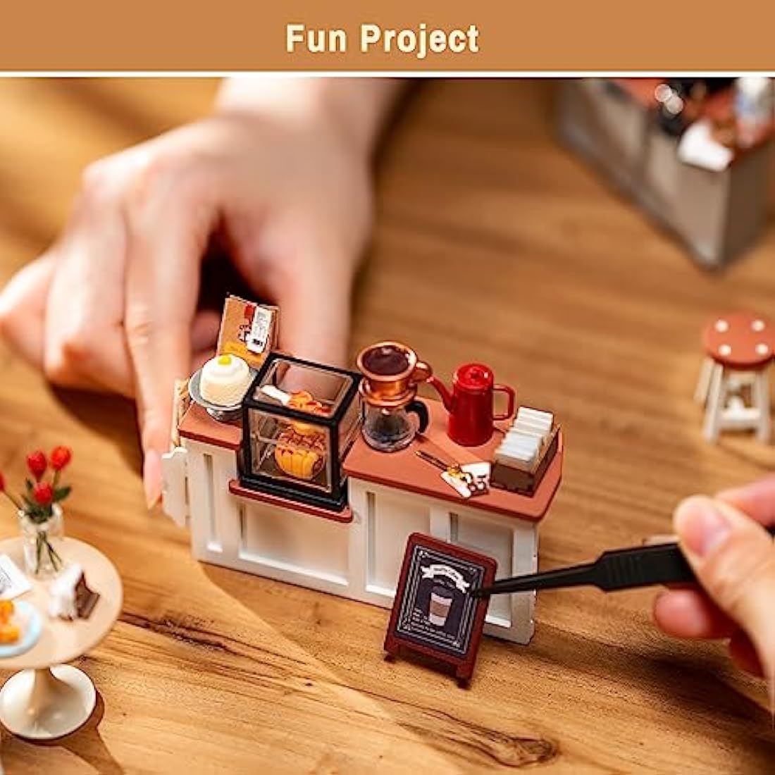 Rolife Model Kit NO.17 Café Shop-DIY Miniature House Kit For Adults Mini House Building Kit Dollhouse Model Home Desk Decoration Gift Idea DG162