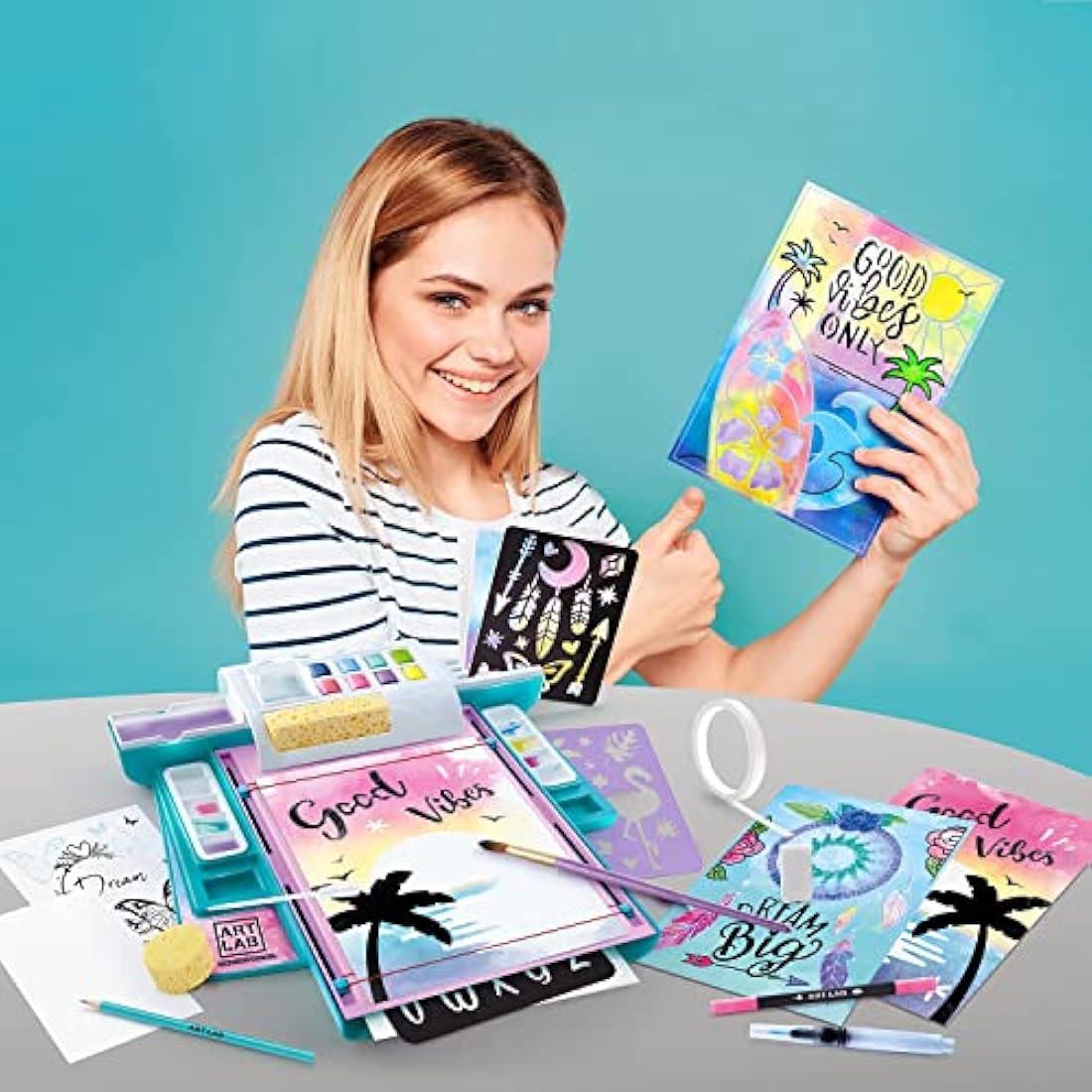 Watercolour Studio, All-in-One Studio, 8 Paints, 15 Watercolour Sheets, 14 Tools + Accessories, Learn 6 Fun Techniques! For Ages 6+