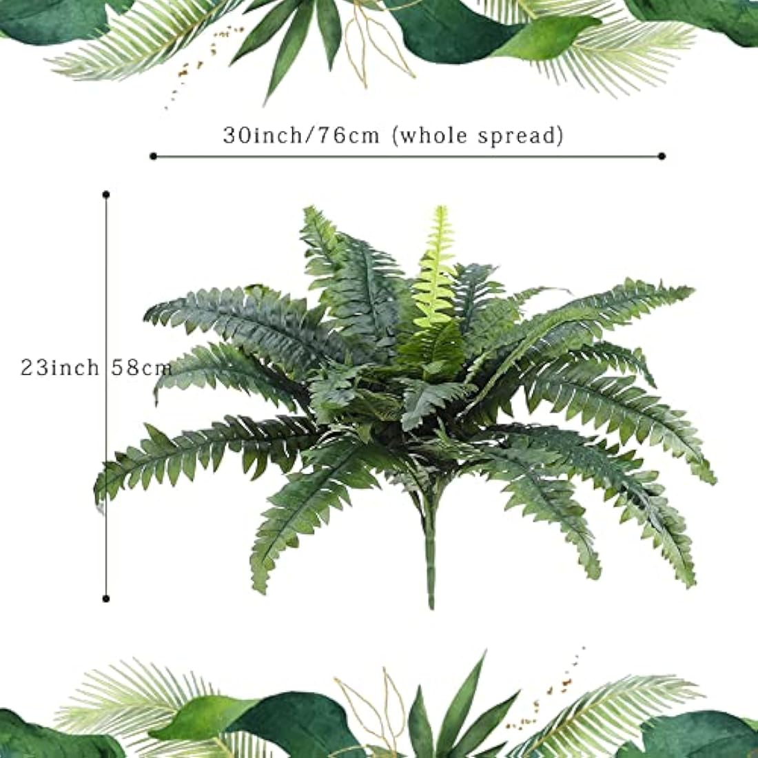 LOMOHOO 30in Artificial Ferns for Outdoors, 4 Large Boston Fern Plant Indoor Faux Bush Plant for Indoors Home Garden Windowsill Farmhouse Garden Decor