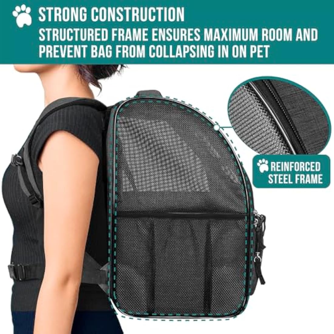 PetAmi Dog Backpack Carrier for Small Large Cat, Pet, Puppies, Ventilated Pet Hiking Backpack Travel Bag, Airline Approved Cat Backpack Carrier, Safety Back Support, Camping Biking Dog Bag, Charcoal