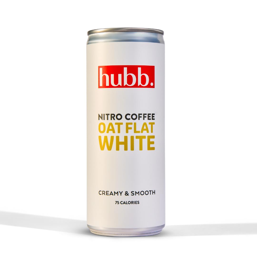 hubb Oat Flat White ? Nitro Cold Brew Coffee Iced Coffee Drink with Oat Milk (12 x 250ml Cans) | Specialty-Grade, Single-Origin Arabica | Bold, Smooth