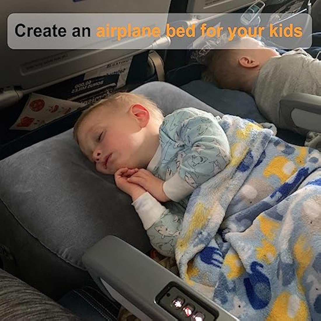 Maliton Airplane Footrest, Inflatable Foot Rest for Kids, Adjustable Height Travel Pillow On Airplanes, Cars, Office, Toddler Travel Essentials (Dark Grey, 2 Pack