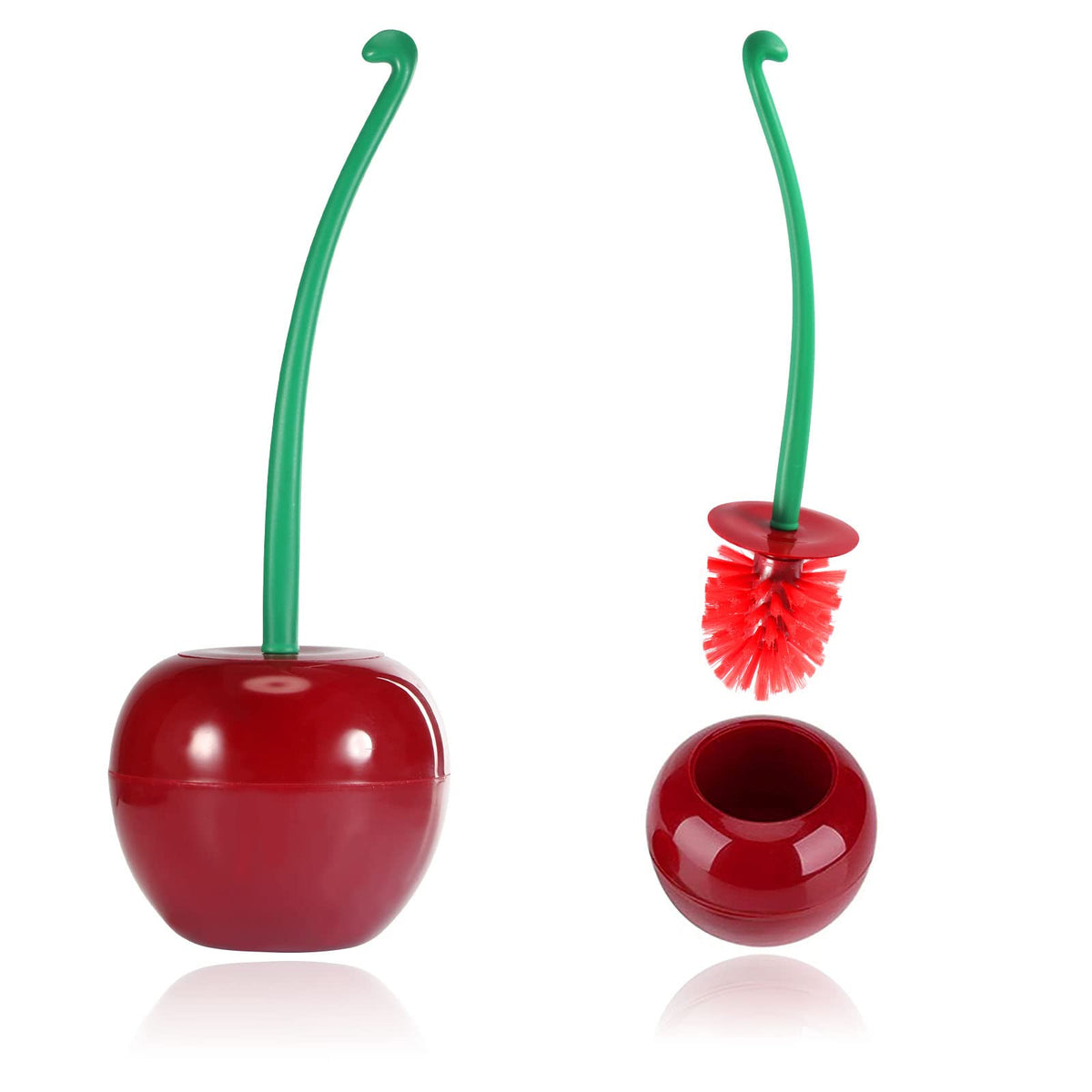 Konesky Cherry Toilet Brush Bathroom Toilet Scrubber Set, Lavatory Brush and Holder Set Cherry Shaped Toilet Brush, Toliet Cleaning Tool for
