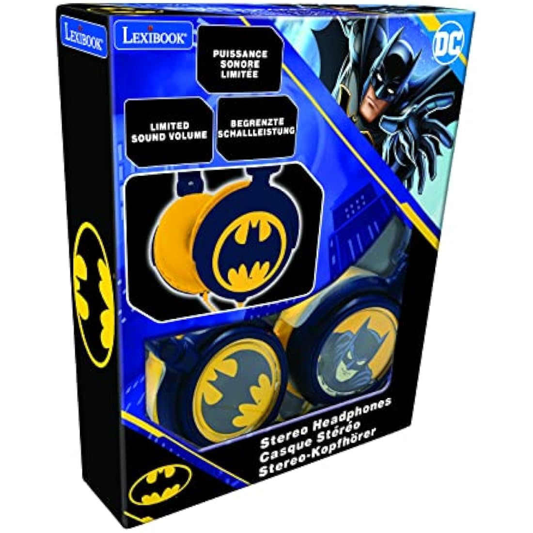 LEXIBOOK, Batman, Stereo Headphones, kids safe volume, foldable and adjustable, blue/orange, HP015BAT
