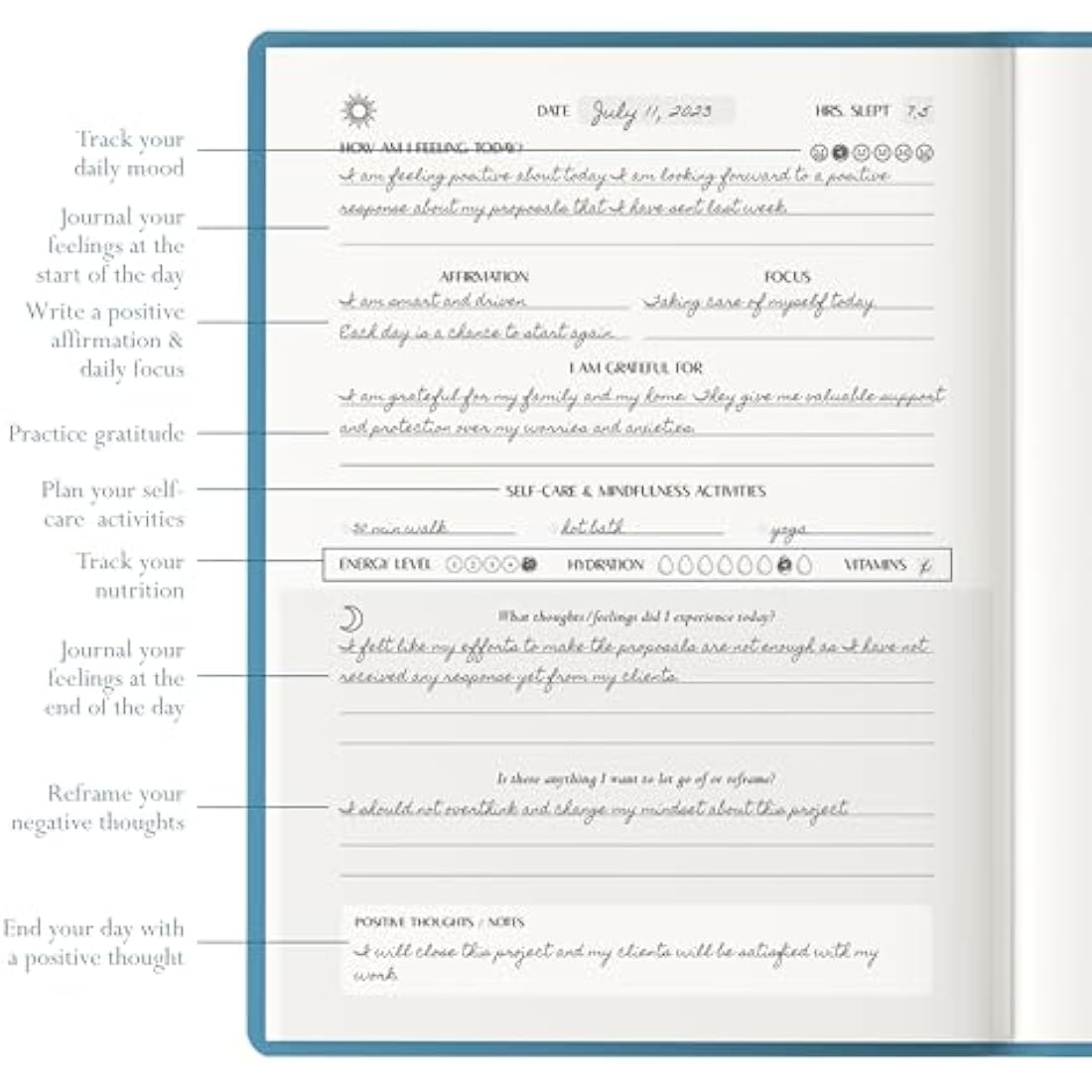 LIFTINSPIRE CO. FINDING BALANCE Mental Health Journal – 6-Month Daily Journal with Prompts for Mindfulness, Self-Care & Healing – Anxiety & Depression Relief – Blue Hardcover