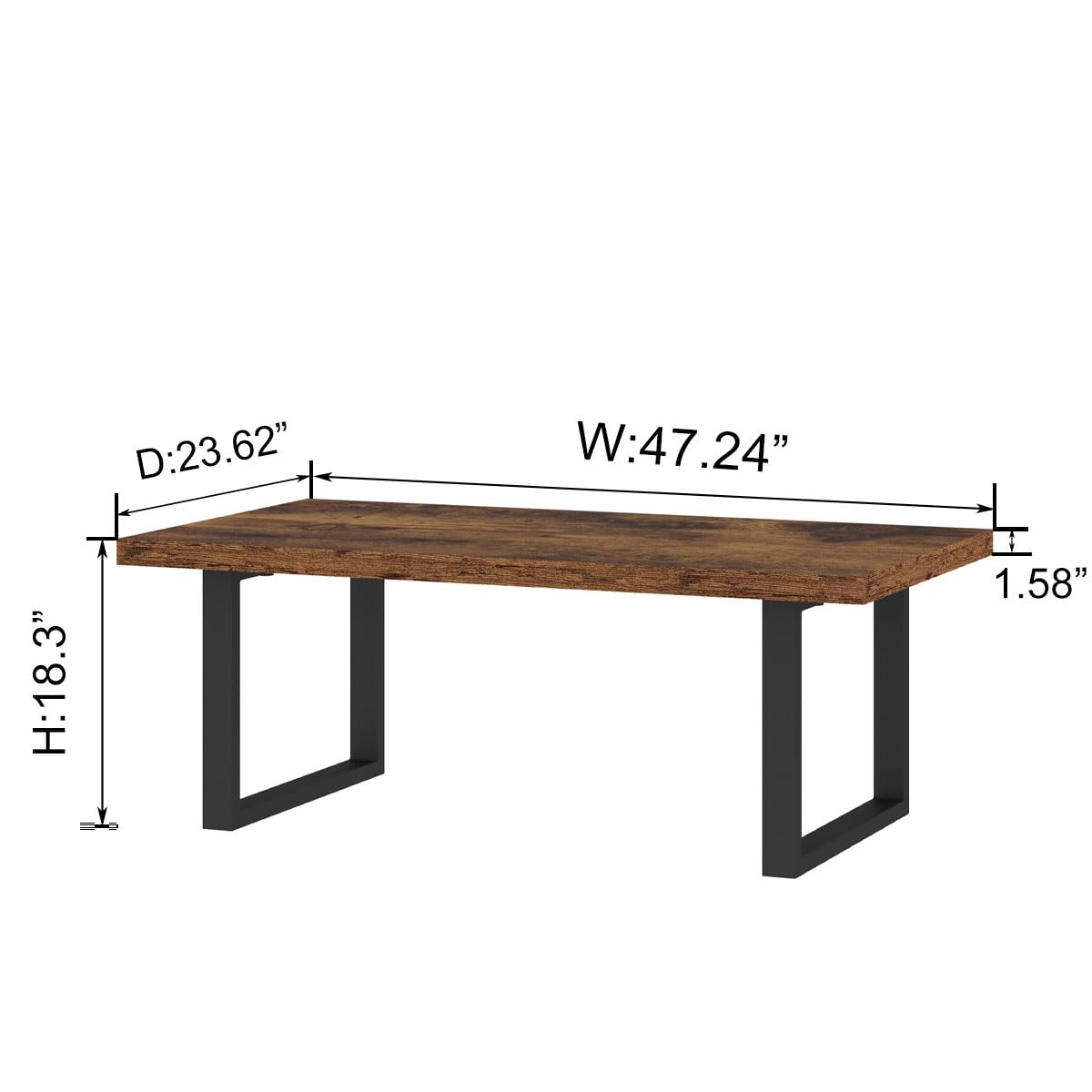 IBF Coffee Table Living Room Wooden Center Coffee Tables 120cm Rustic Brown