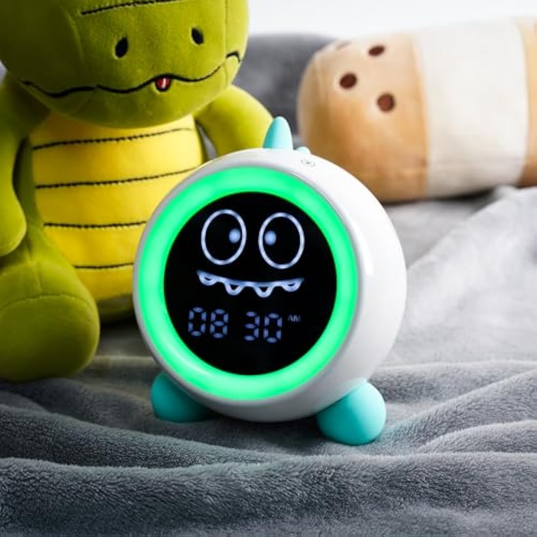 Kids Alarm Clock, Toddler Sleep Training Clock with Night Lights, Sound Machine, Time to Wake Grow Clock for Children (Green)
