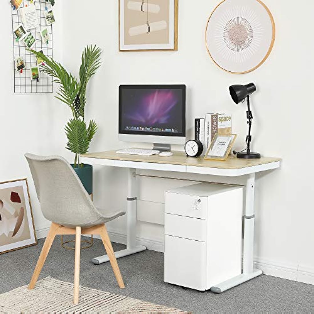 YITAHOME 3-Drawers Filing Cabinet Lockable, Home Office Mobile File Cabinets with Wheel, Under Desk File Office Cabinet for Letter/Legal/A4, Fully Assembled, White, 30 x 45 x 61cm