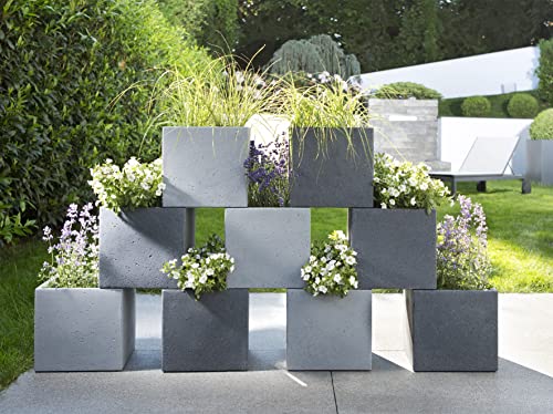 Scheurich C-Cube planter, plastic, STONY GREY, 38x38 cm, H?he 33 cm