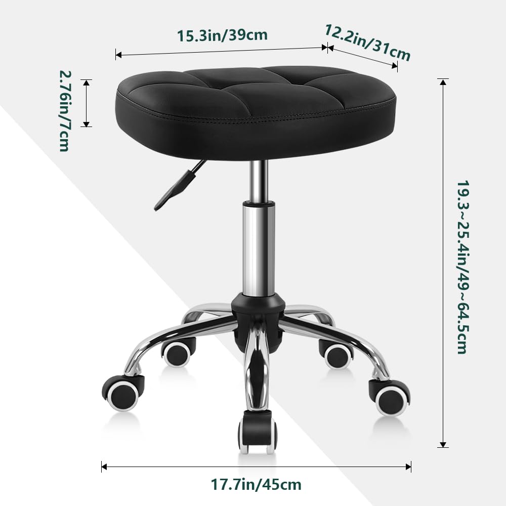 BFTOU White Minimalist Swivel Stool on Wheels Perfect for Work SPA Shop Massage Height-Adjustable and Cost-Effective Rolling Stool Chair with Square