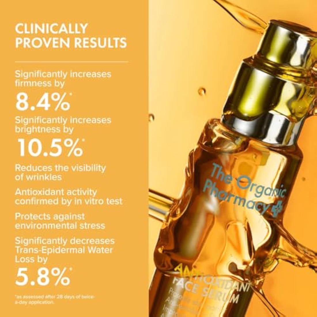 The Organic Pharmacy Antioxidant Face Serum, 35ml - Oil-Serum Packed with Antioxidants - Anti-wrinkle and Firming - 99.8% Organic, 66% Natural