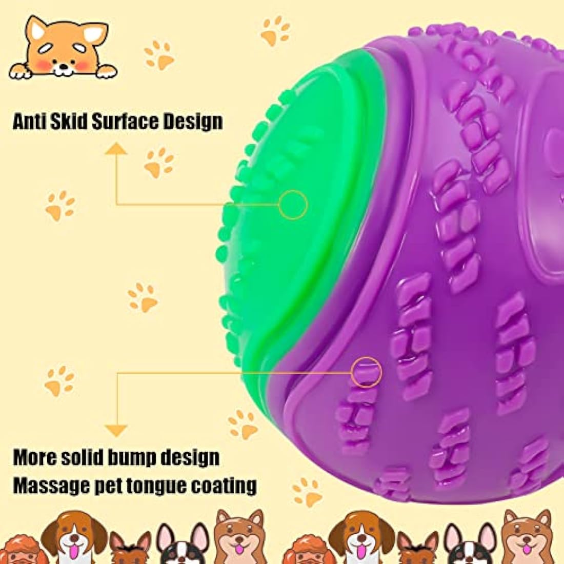 Bestomrogh 4Pcs Squeaky Dog Ball, Durable Dog Balls for Puppy, Large and Medium Sized Dogs, Interactive Dog Toys for Relieving Anxiety and Boredom,Training, Teeth Cleaning