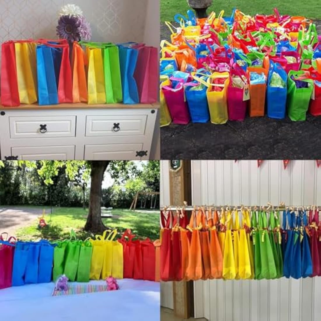 BOENFU 30 Pcs Party Bags with Handles Non-Woven Gift Tote Bags Toy Goody Sweet Gift Bags for Kids' Birthday, Halloween, Christmas, Thanks Giving Days, Wedding Party Supplies (Colourful)