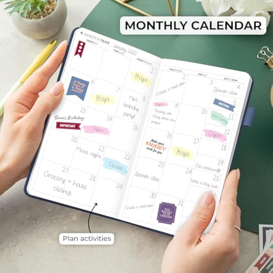 Clever Fox Pocket Weekly – Undated Monthly Goal Planner and Calendar, Mini Planner Perfect for Purse, 10x17.5cm (Blue)