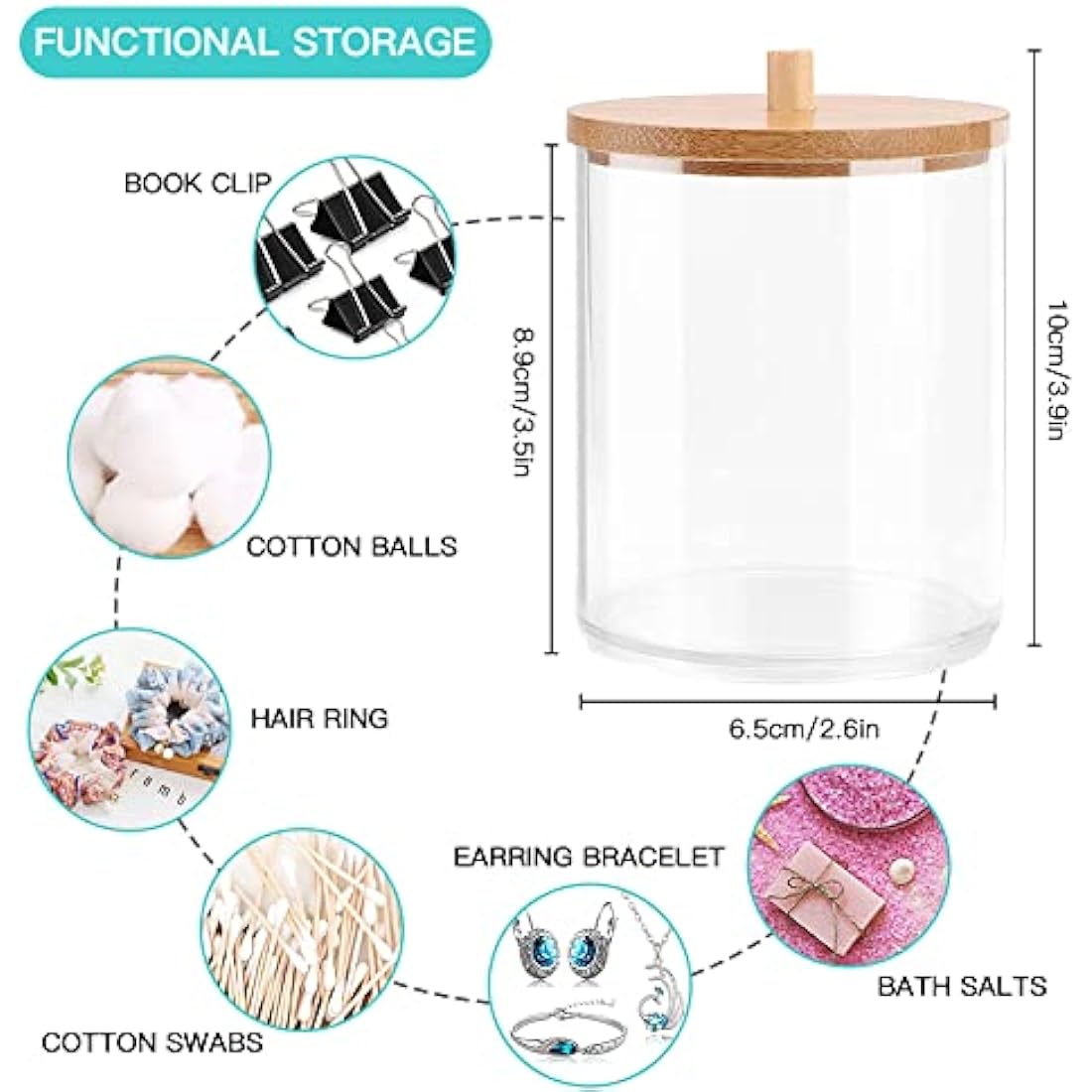 JOTOM 7 Pieces Bamboo Bathroom Accessories Bathroom Accessory Set Luxury Plastic Bath Accessories Set Toothbrush Holder Tumbler Toilet Brush Qtip Holder Soap Dish Trash Can Soap Dispenser (Black)