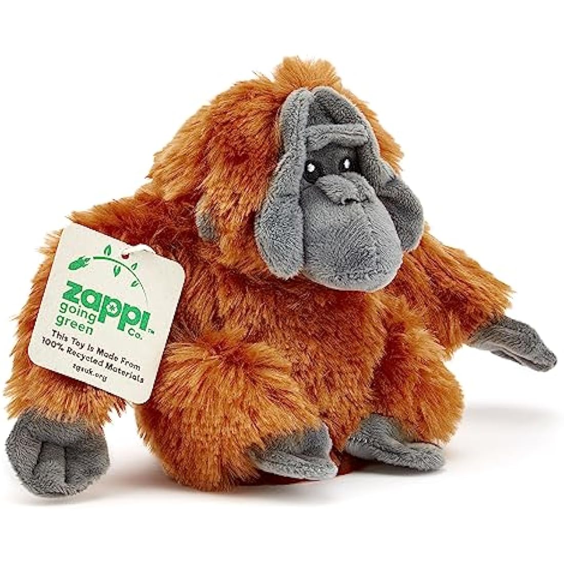 Zappi Co 100% Recycled Plush Orangutan Toy (22cm Width) Stuffed Soft Cuddly Eco Friendly animals Collection For New Born Child First kid