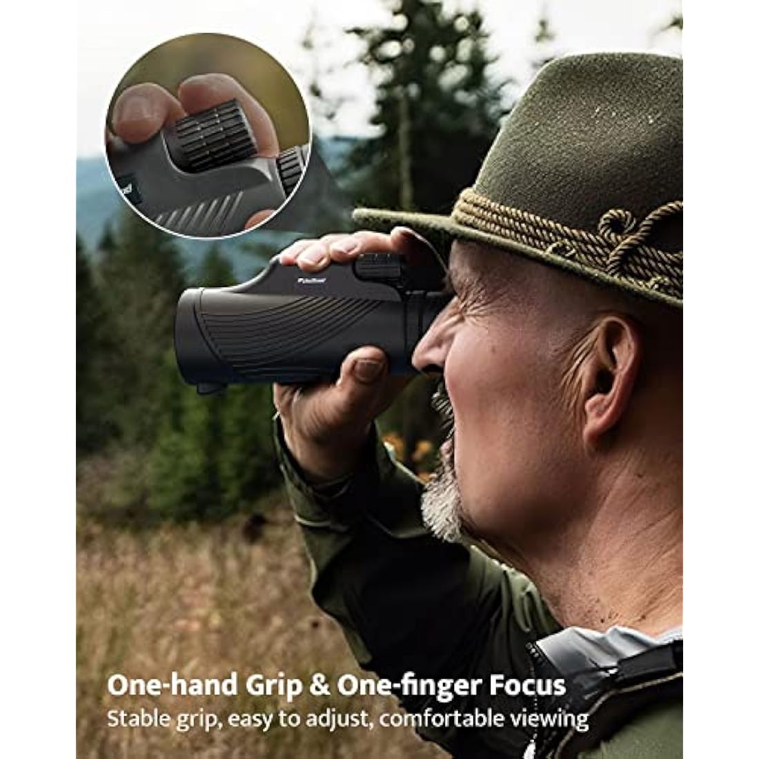 Usogood 10X42 Monocular Telescope High Power, Monoculars for Adults with BAK4 Prisms and FMC Lens, Compact Waterproof Monocular for Bird Watching Hiking Camping with Hand Strap Black