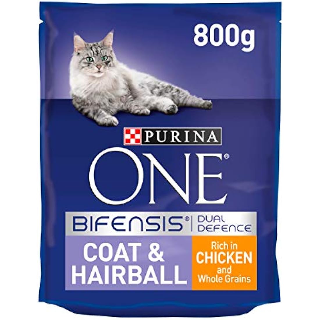 Purina ONE Coat & Hairball Dry Cat Food Chicken 800g (Pack of 4)