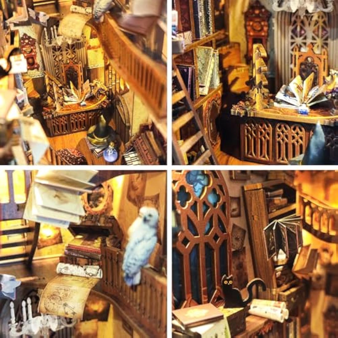 Spilay DIY Book Nook Kit, DIY Puppenhäuser holz Miniatur Haus Möbel Kit Mit LED-Licht,Schutzhülle,3D Holzpuzzle Buchstütze Bücherregal Dekoration,Buchstützen Modell Build-Creativity Kit-SQ14