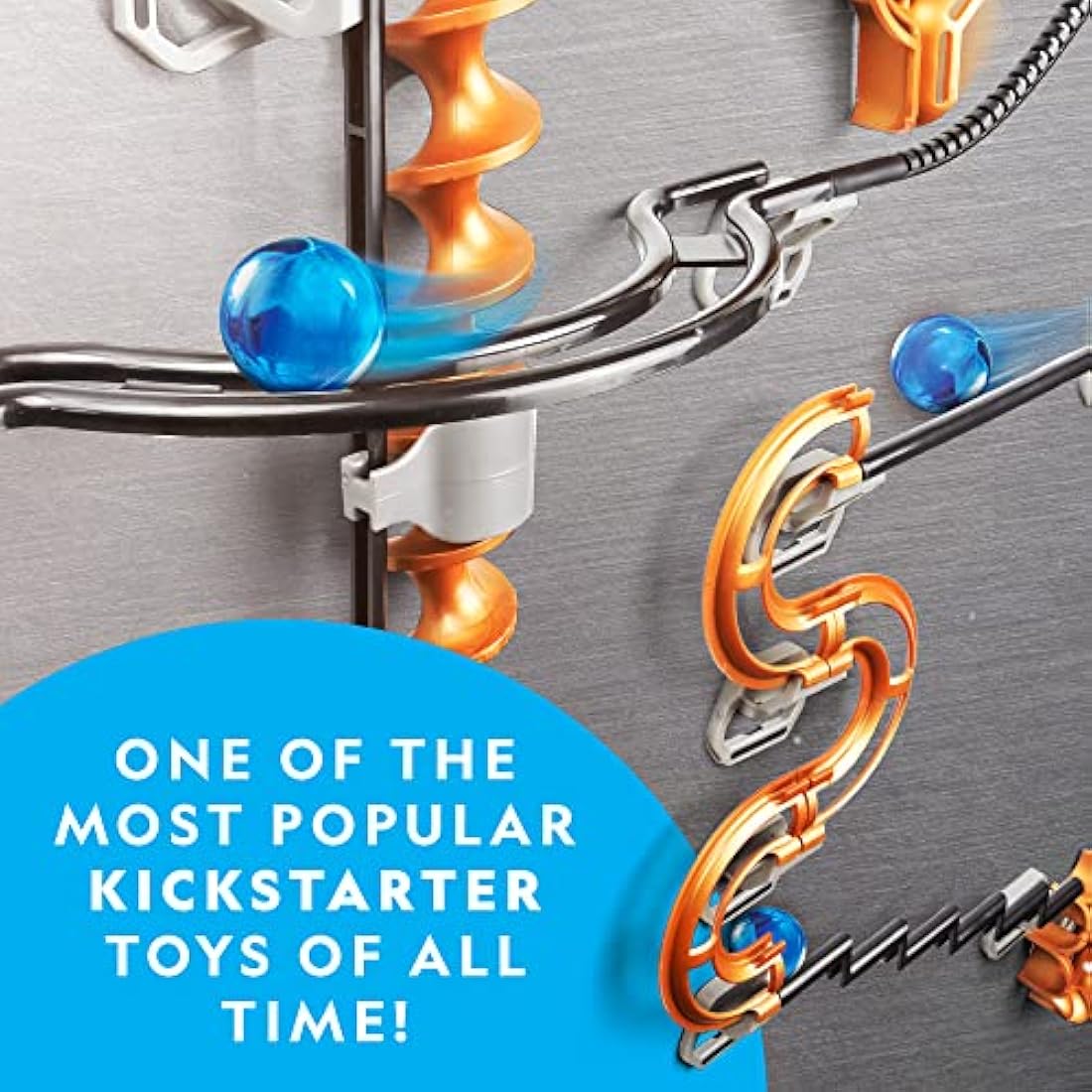 NATIONAL GEOGRAPHIC Magnetic Marble Run - 150-Piece STEM Building Set for Kids & Adults with Magnetic Track & Trick Pieces & Marbles for Building A Marble Maze On Any Magnetic Surface
